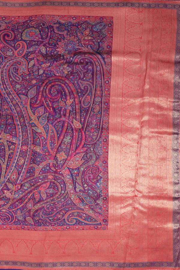 Pashmina Silk Saree In Multicolor With Paisley Design