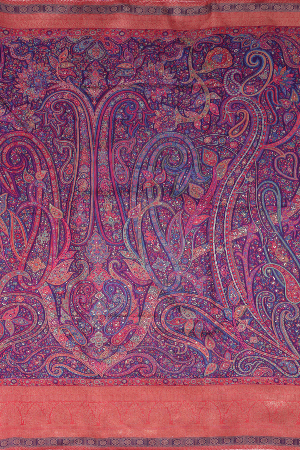 Pashmina Silk Saree In Multicolor With Paisley Design