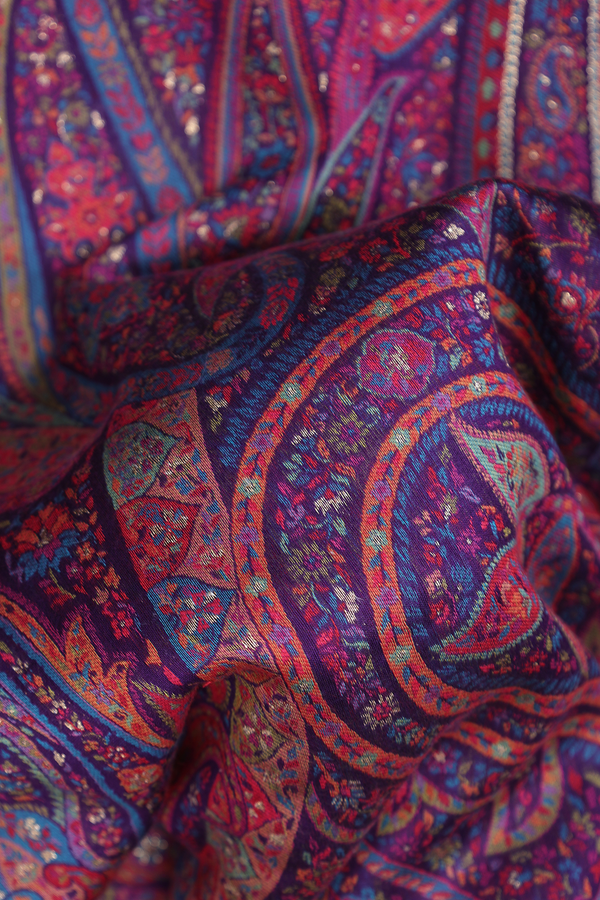 Pashmina Silk Saree In Multicolor With Paisley Design
