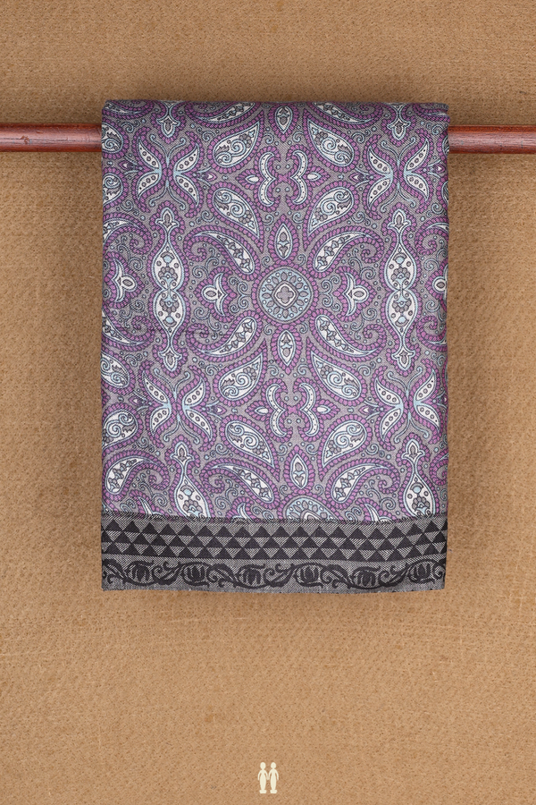 Pashmina Wool Cotton Saree In Pale Purple With Allover Design