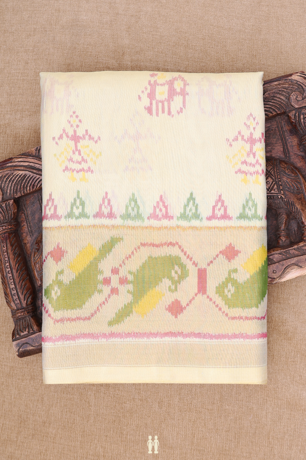 Patola Silk Saree In Beige With Printed Design