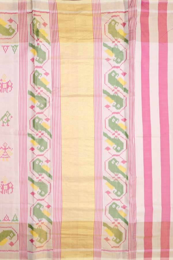 Patola Silk Saree In Beige With Printed Design