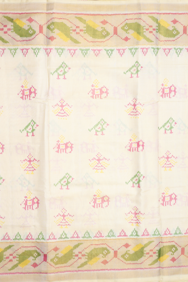 Patola Silk Saree In Beige With Printed Design