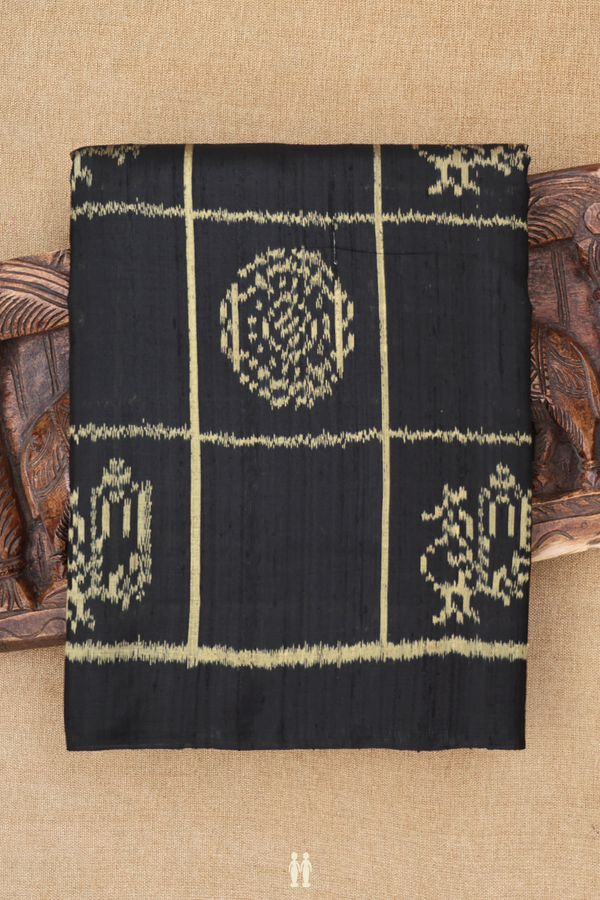 Patola Silk Saree In Black With Checks Design
