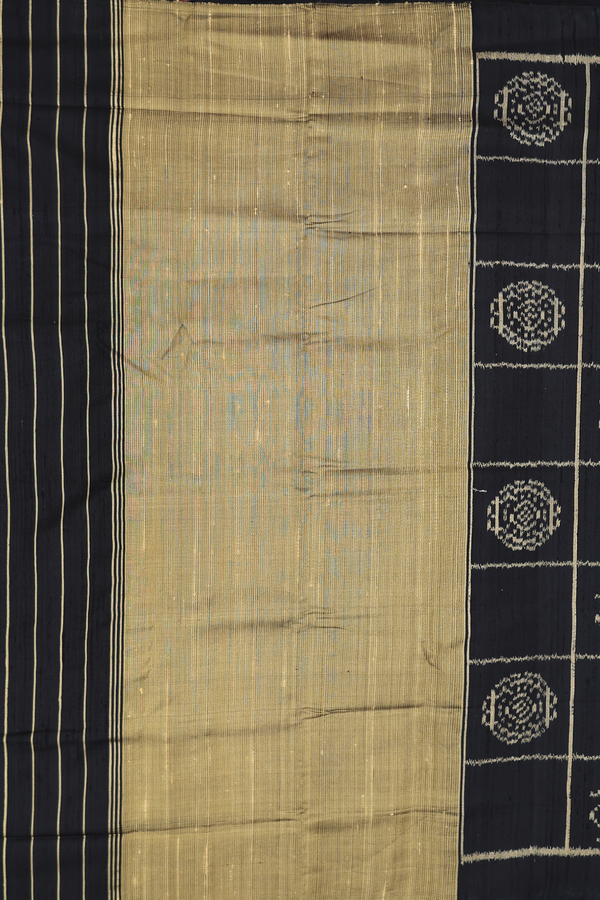 Patola Silk Saree In Black With Checks Design