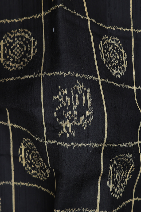 Patola Silk Saree In Black With Checks Design