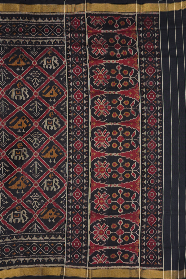 Patola Silk Saree In Black With Diamond Design
