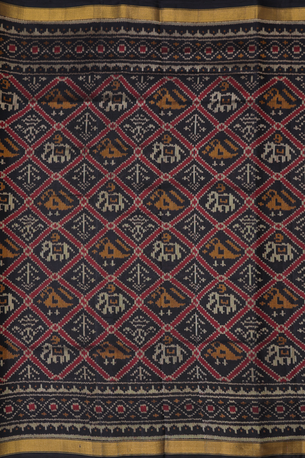Patola Silk Saree In Black With Diamond Design