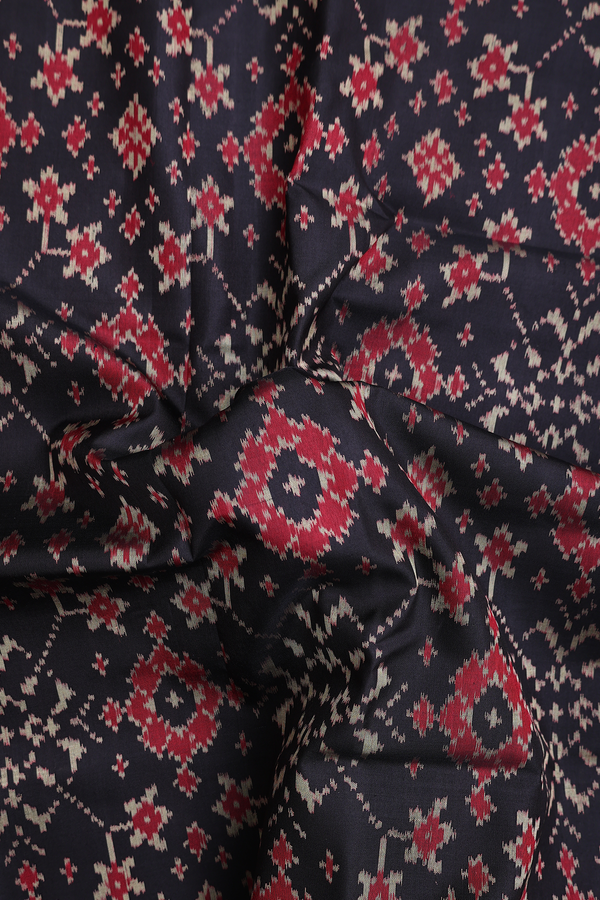 Patola Silk Saree In Black With Ikat Design