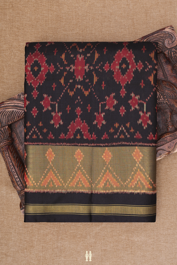 Patola Silk Saree In Black With Printed Design