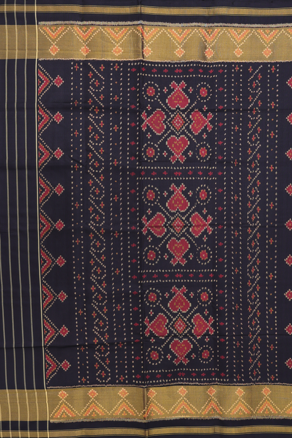 Patola Silk Saree In Black With Printed Design