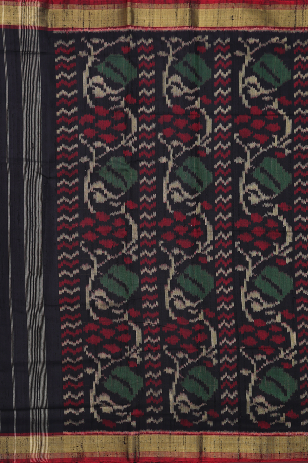 Patola Silk Saree In Black With Stripes Design