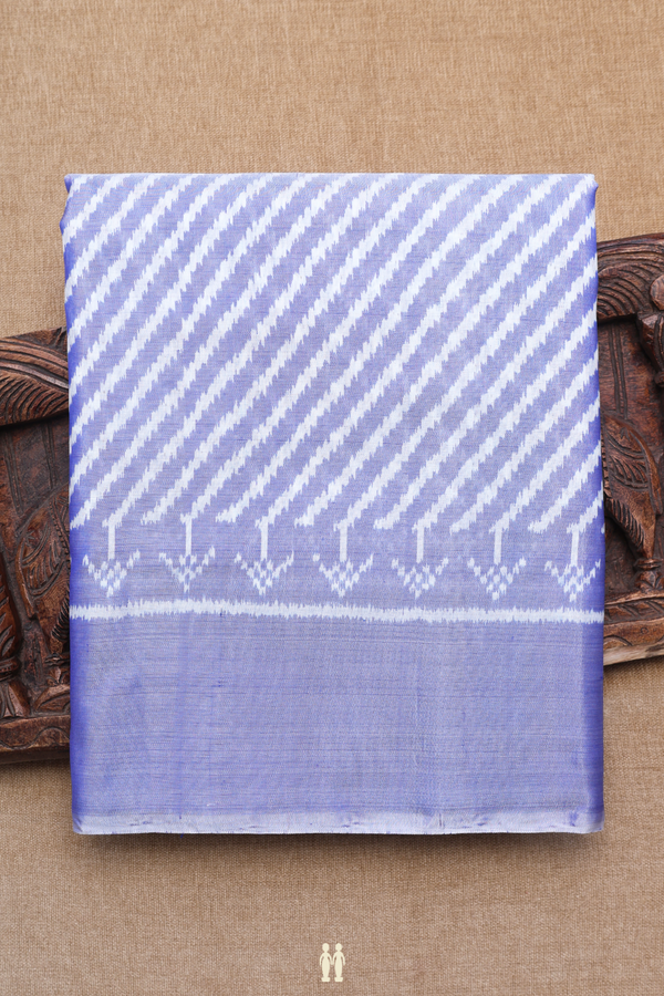 Patola Silk Saree In Blue With Diagonal Design