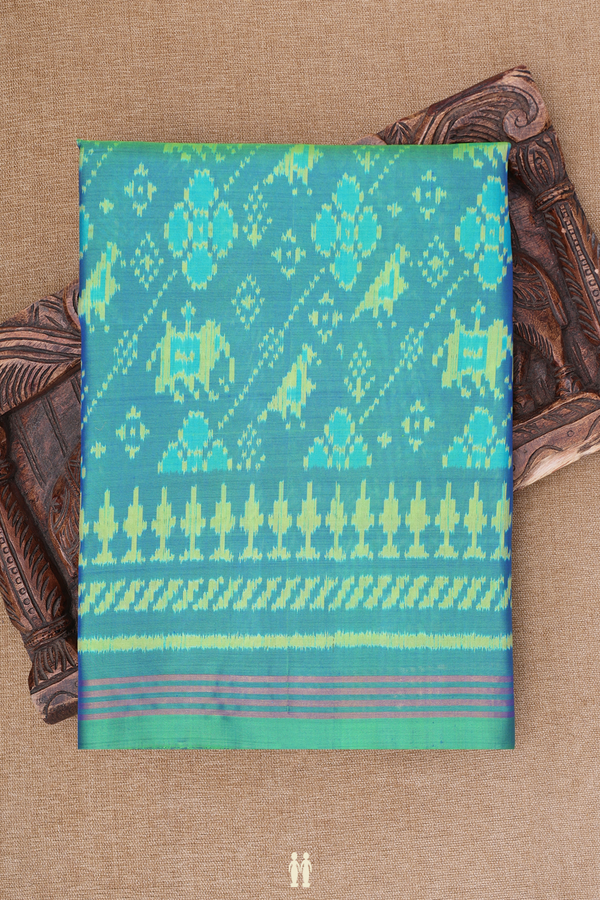 Patola Silk Saree In Blue With Elephant Design