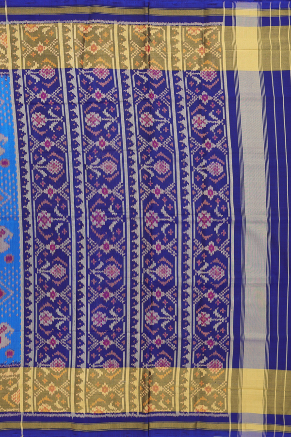 Patola Silk Saree In Blue With Elephant Design