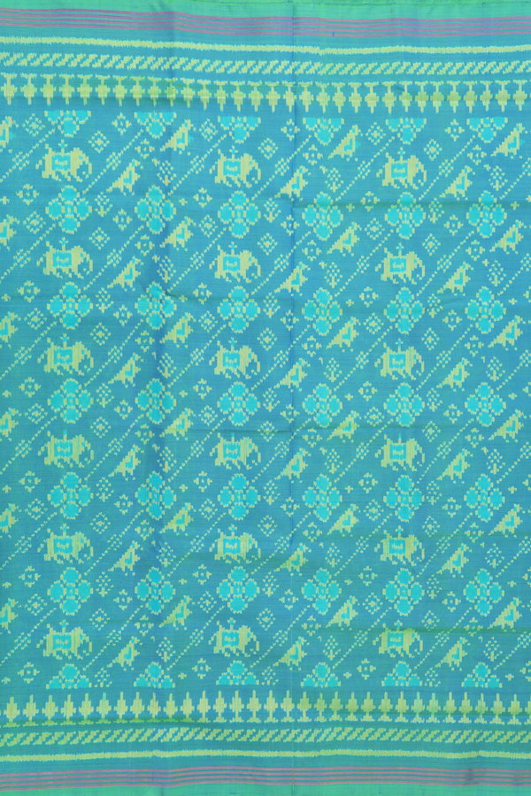 Patola Silk Saree In Blue With Elephant Design