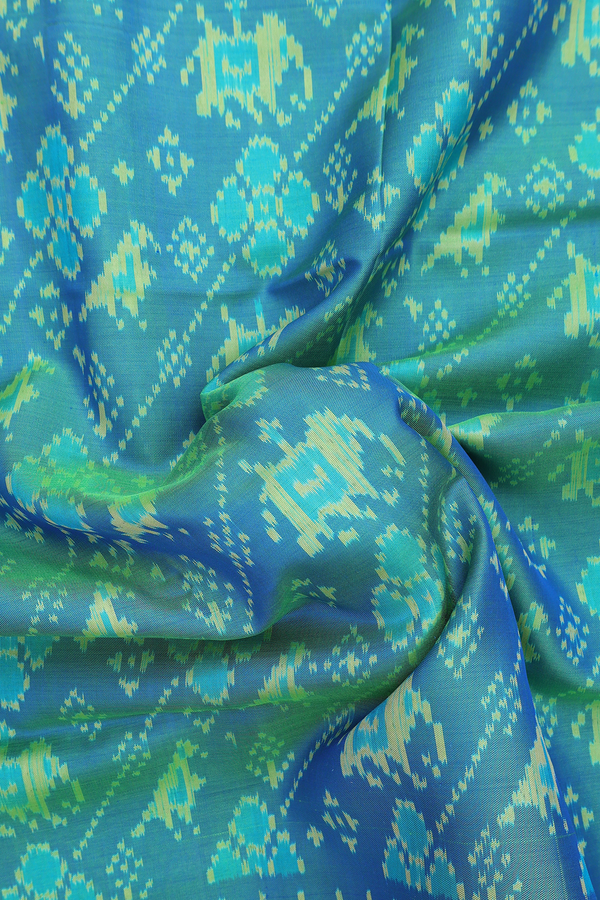 Patola Silk Saree In Blue With Elephant Design