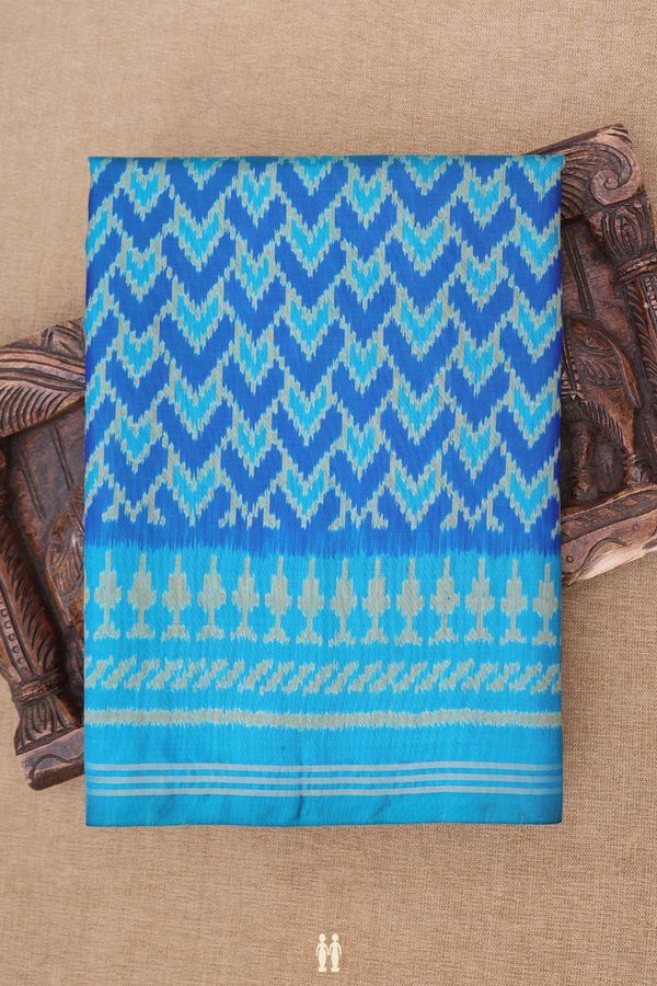 Patola Silk Saree In Blue With Printed Design