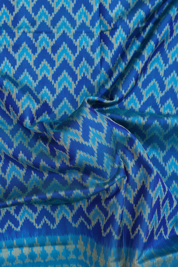 Patola Silk Saree In Blue With Printed Design