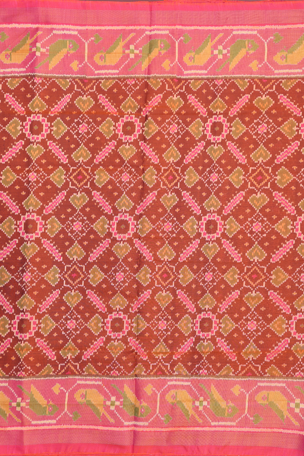 Patola Silk Saree In Brown With Allover Design