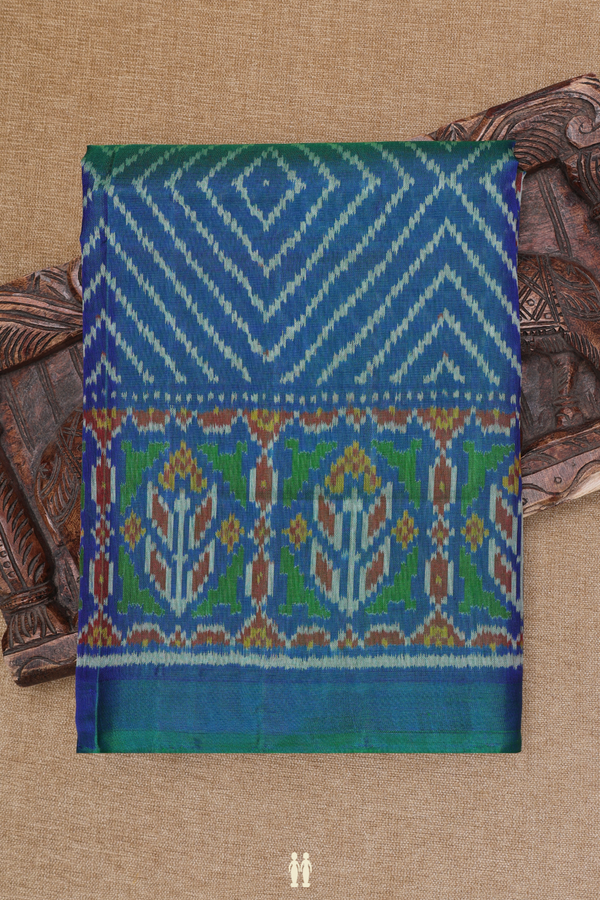 Patola Silk Saree In Capri Blue With Diamond Design