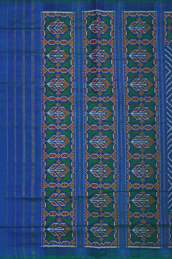 Patola Silk Saree In Capri Blue With Diamond Design