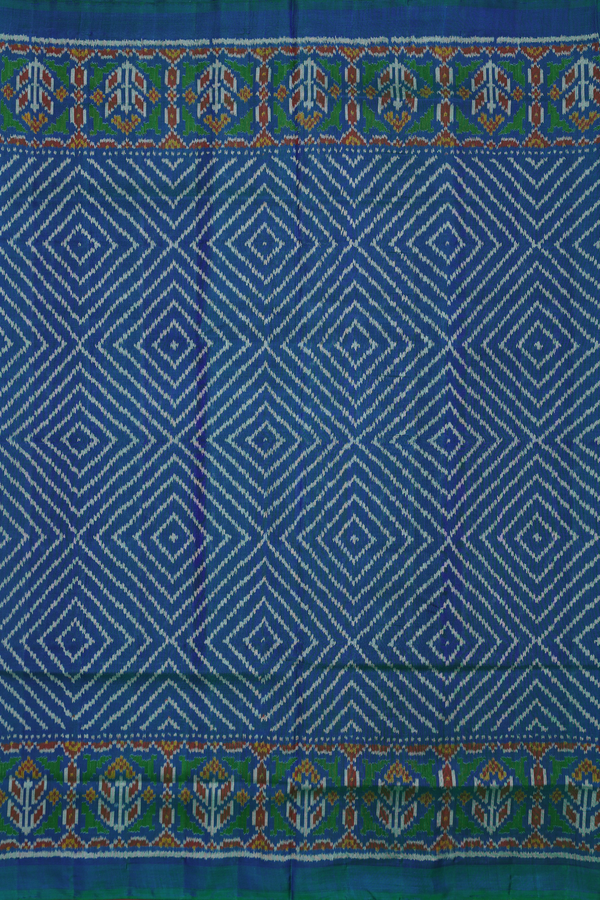 Patola Silk Saree In Capri Blue With Diamond Design