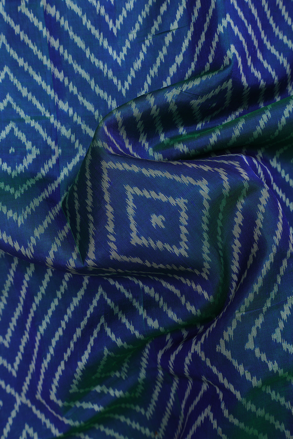 Patola Silk Saree In Capri Blue With Diamond Design