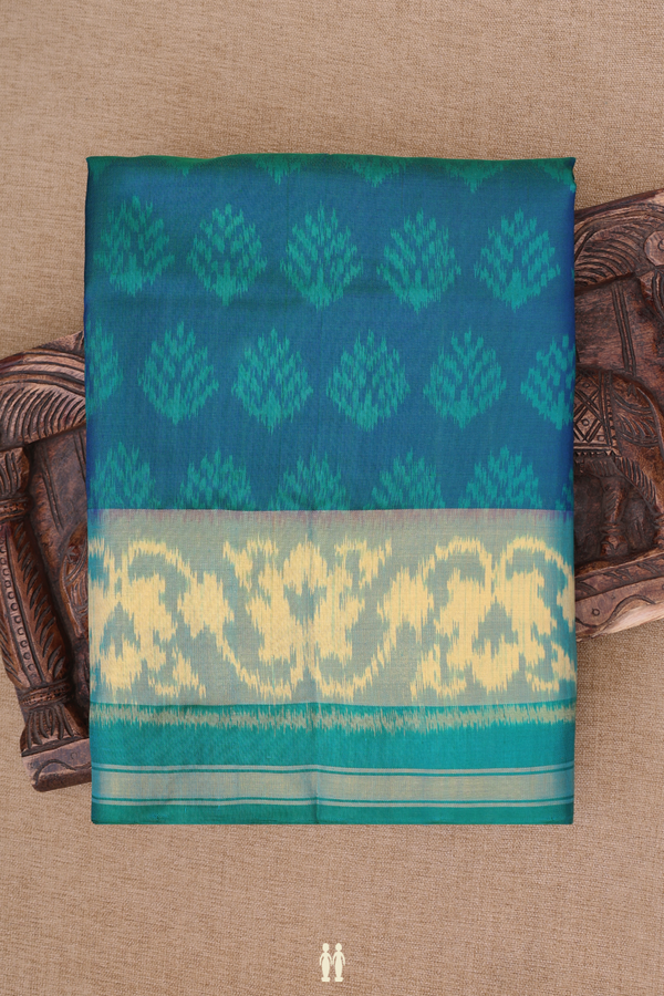 Patola Silk Saree In Capri Blue With Printed Design