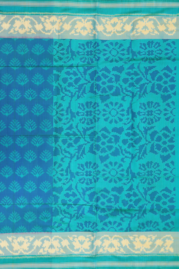 Patola Silk Saree In Capri Blue With Printed Design