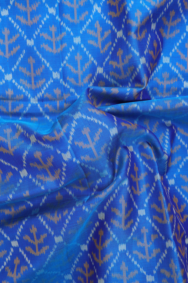 Patola Silk Saree In Cerulean Blue With Diamond Design