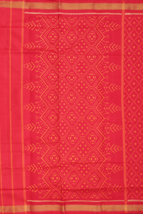 Patola Silk Saree In Chilli Red With Diamond Design