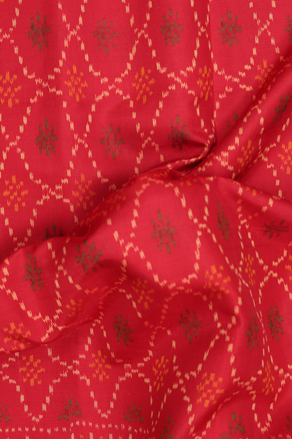 Patola Silk Saree In Chilli Red With Ogee Design