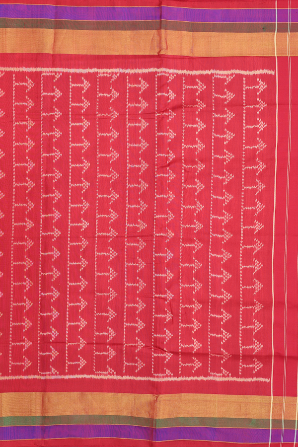 Patola Silk Saree In Crimson Red With Chevron Design