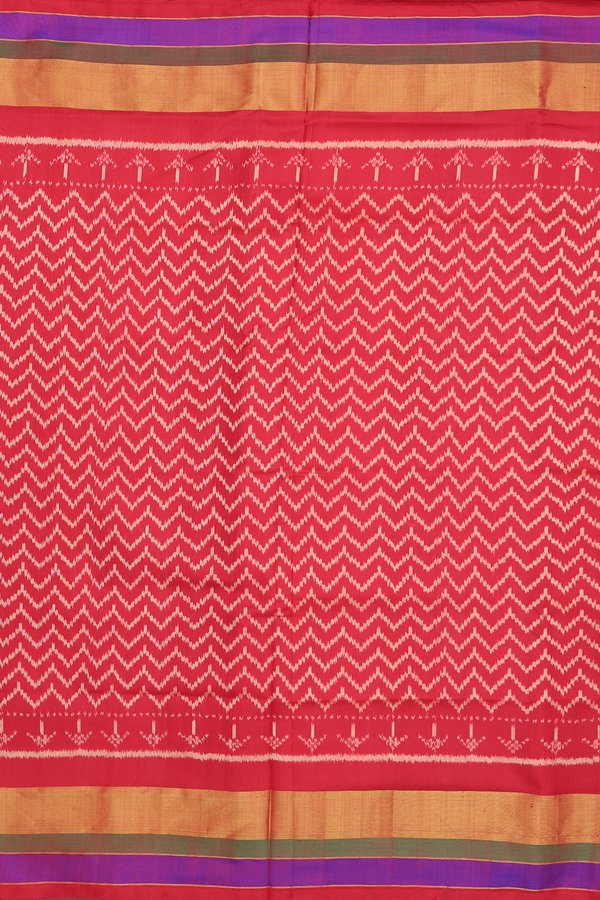 Patola Silk Saree In Crimson Red With Chevron Design