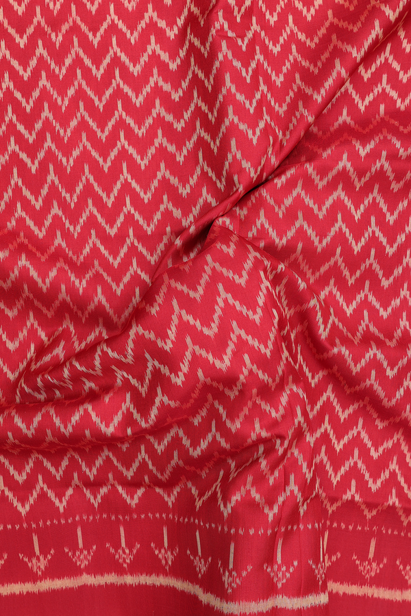 Patola Silk Saree In Crimson Red With Chevron Design