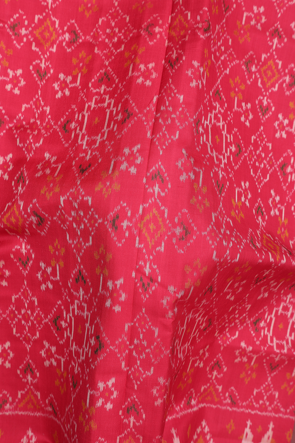 Patola Silk Saree In Crimson Red With Ikat Design