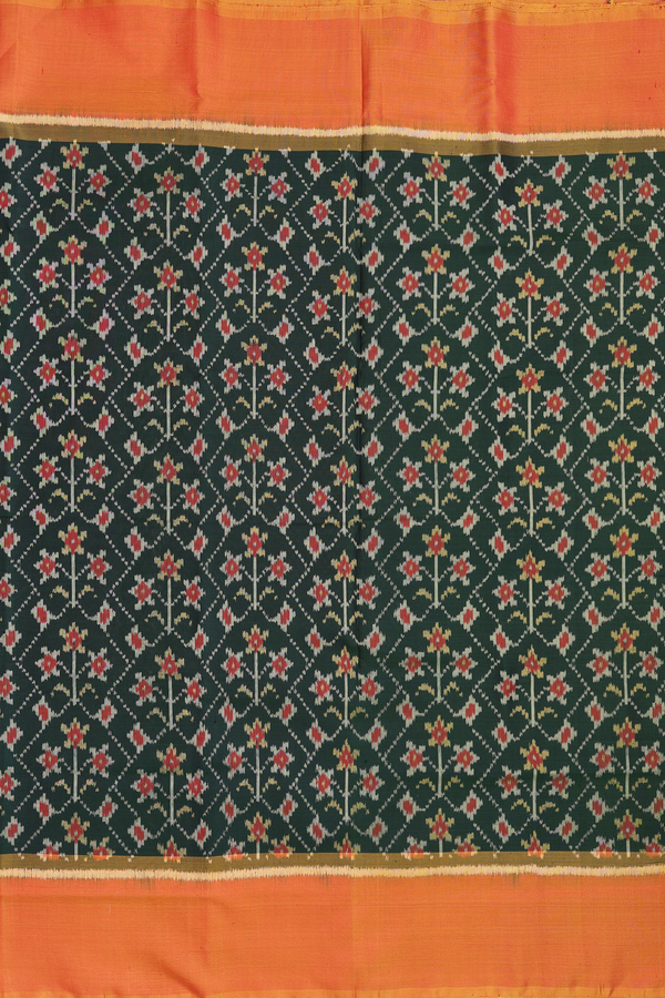Patola Silk Saree In Dark Green With Printed Design