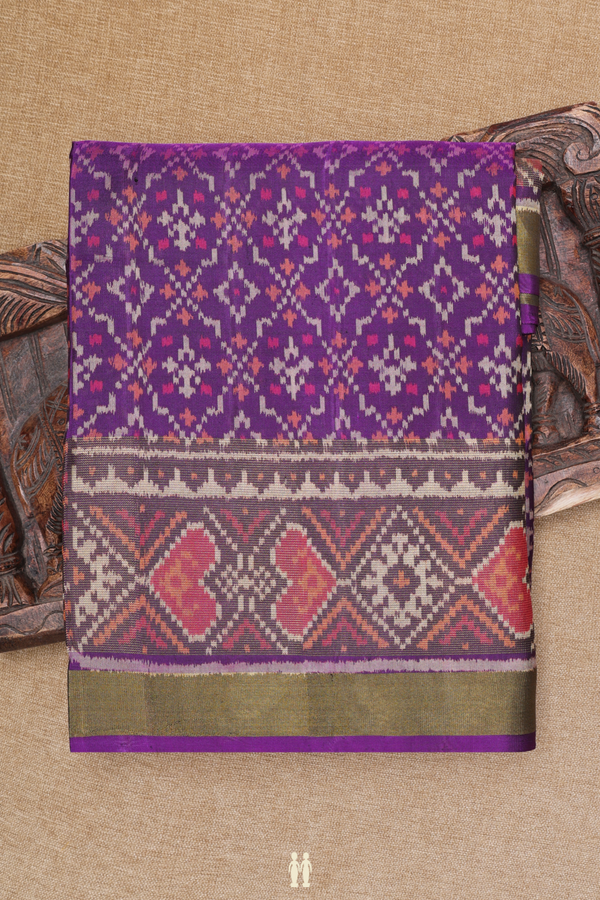 Patola Silk Saree In Deep Purple With Allover Design