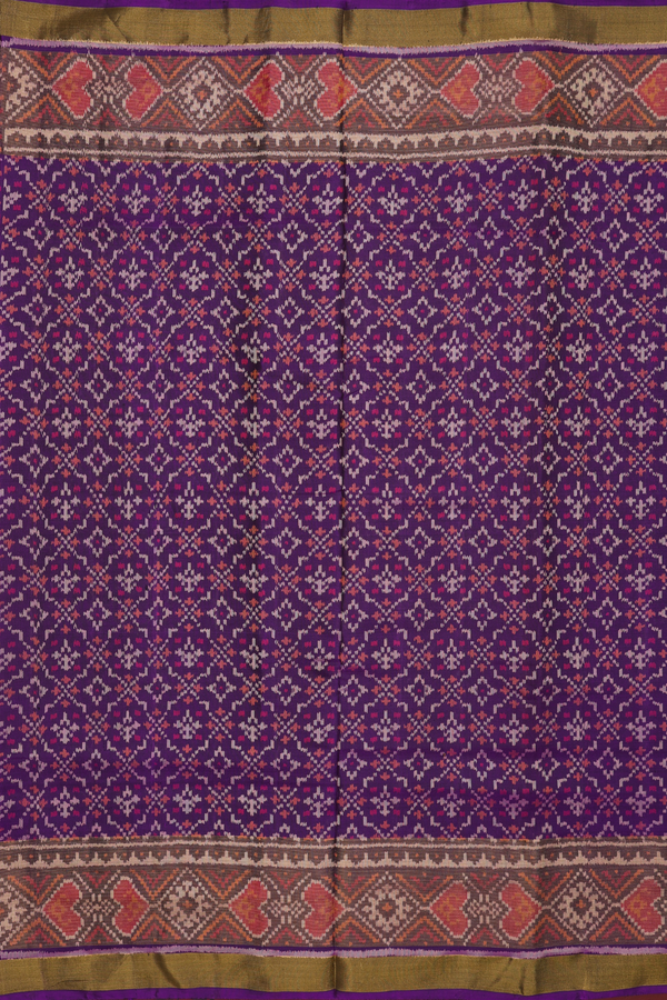 Patola Silk Saree In Deep Purple With Allover Design
