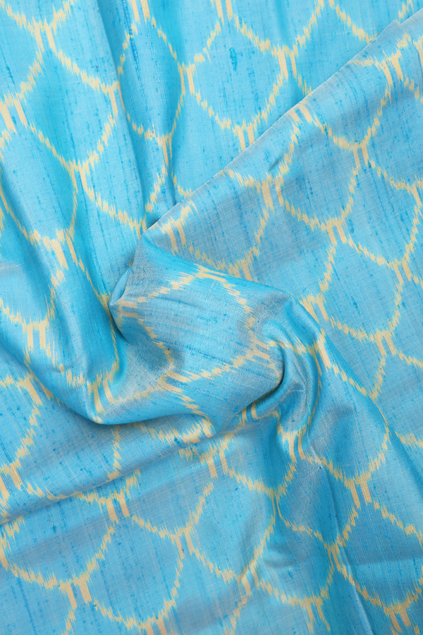 Patola Silk Saree In Deep Sky Blue With Scallop Design