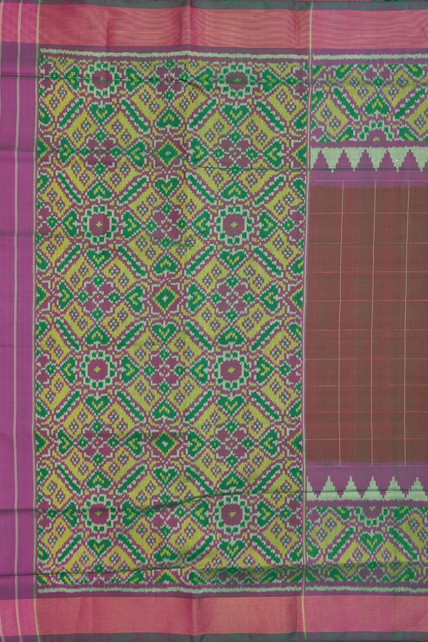 Patola Silk Saree In Dual Tone With Checks Design