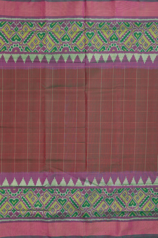 Patola Silk Saree In Dual Tone With Checks Design