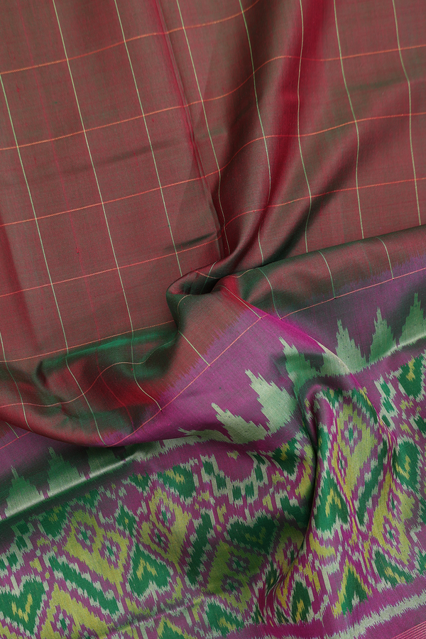 Patola Silk Saree In Dual Tone With Checks Design