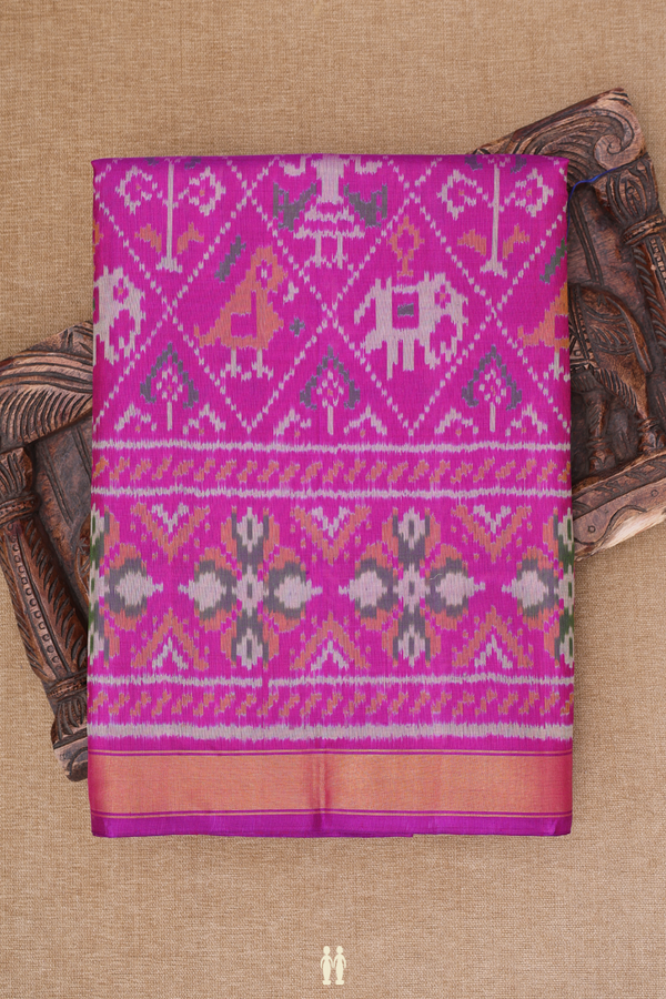 Patola Silk Saree In Dual Tone With Chevron Design