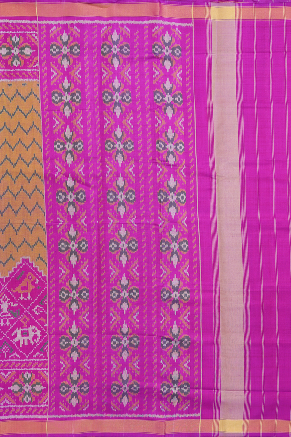Patola Silk Saree In Dual Tone With Chevron Design