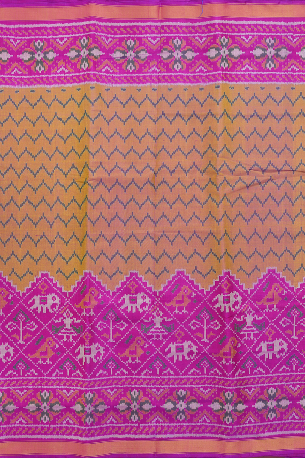 Patola Silk Saree In Dual Tone With Chevron Design