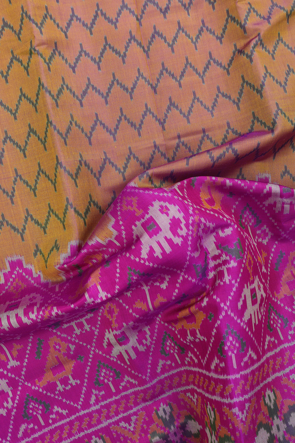 Patola Silk Saree In Dual Tone With Chevron Design