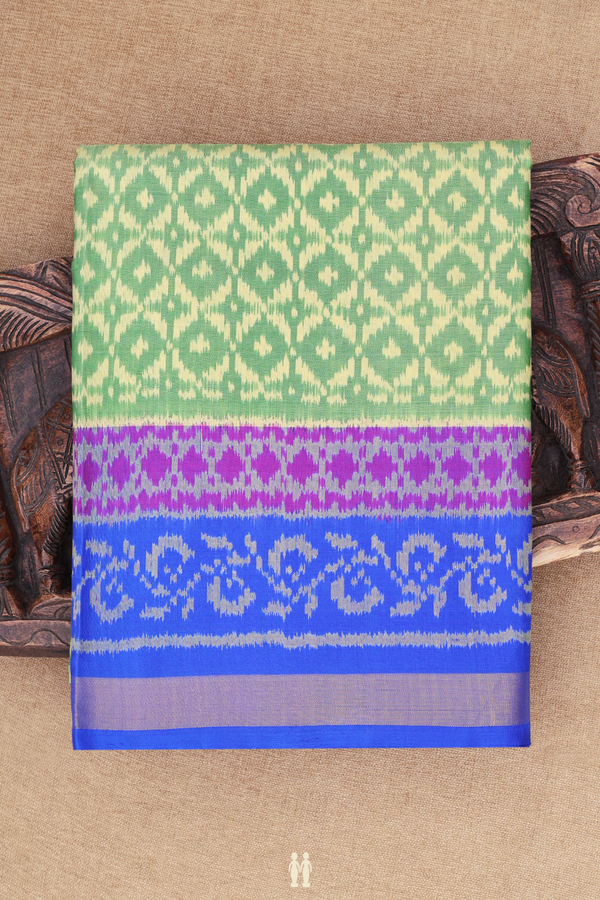 Patola Silk Saree In Stone Green With Diamond Design