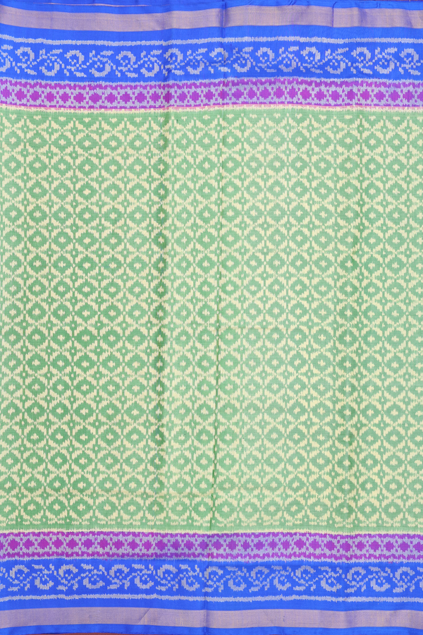 Patola Silk Saree In Stone Green With Diamond Design